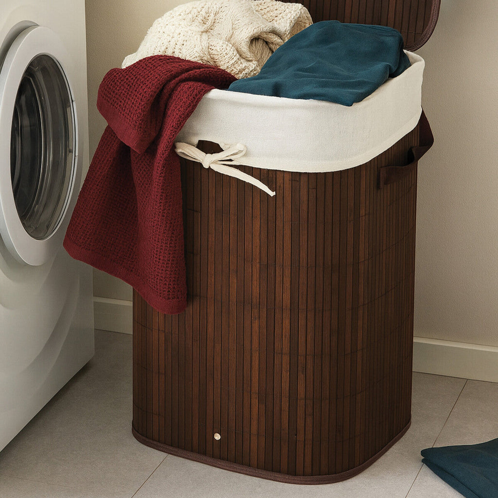 Brown Bamboo Laundry Hamper