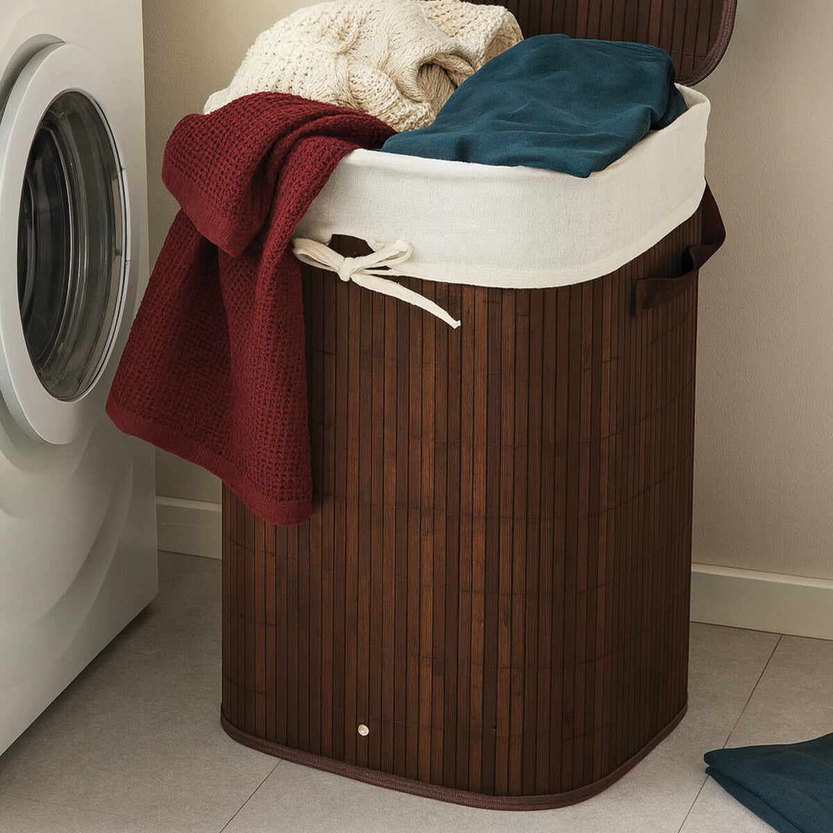 Brown Bamboo Laundry Hamper