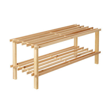 Natural Wooden 2 Tier Shoe Rack