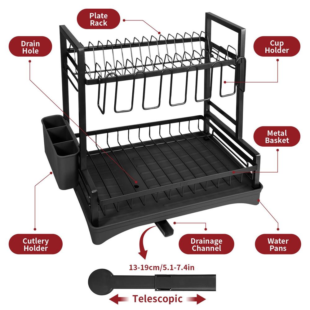 2 Tier Dish Drying Drainer Rack